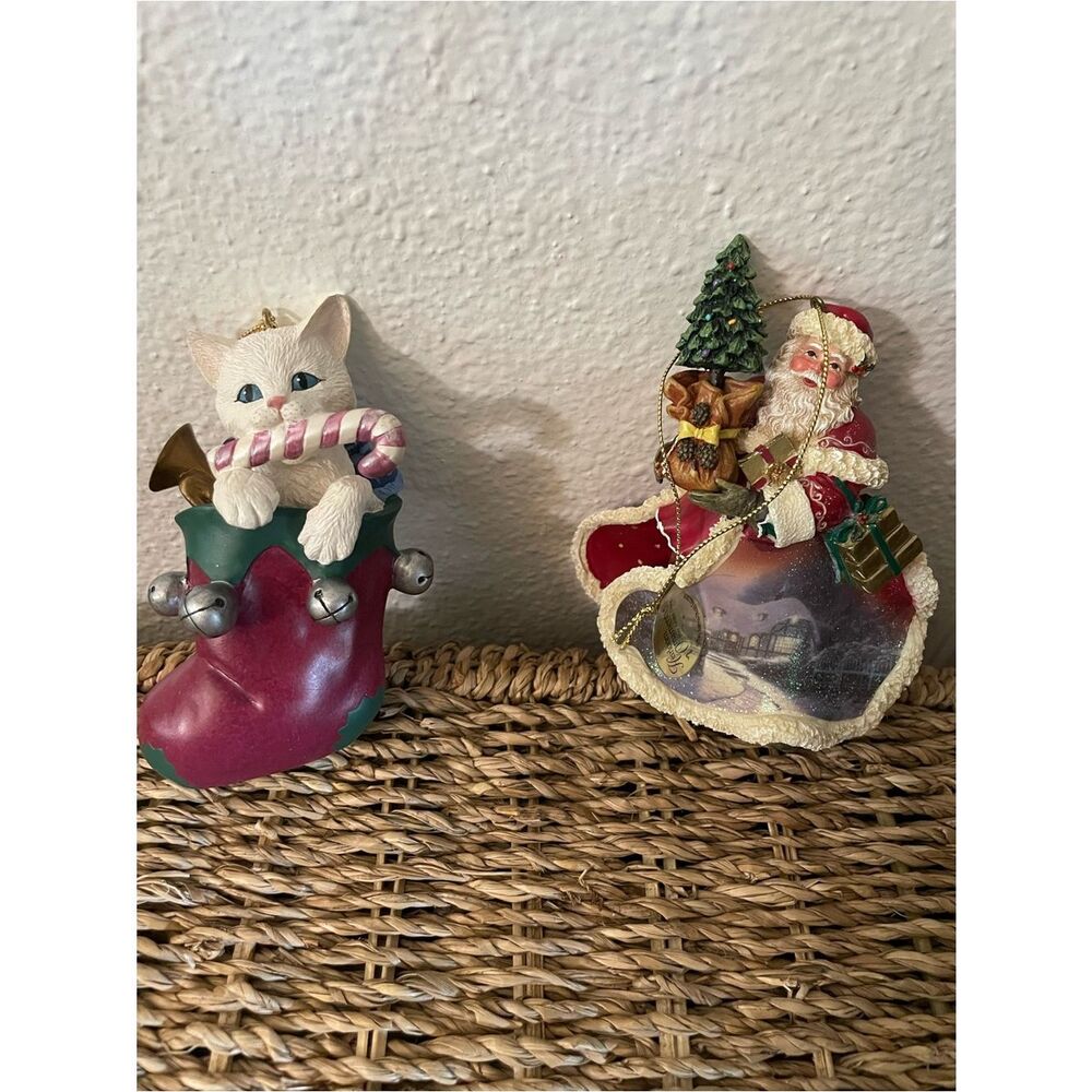 Lenox Cat Stocking Ornament Santa Heirloom Ornament with Tree Ornament